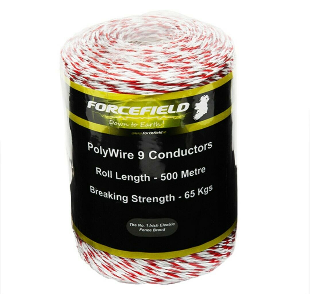 6 Rolls 500m x 2mm 3 Strand Electric Fence Polywire Poly Wire Fencing Energiser 
